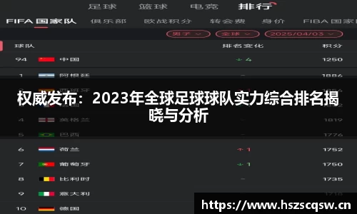 权威发布：2023年全球足球球队实力综合排名揭晓与分析